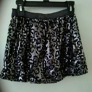 Girls Sequence Mini Black Skirt